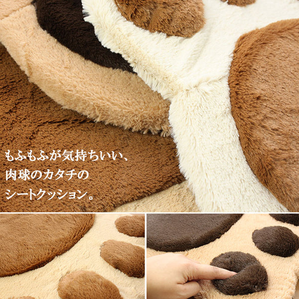 【値下げ】 座布団 クッション 高弾力 シートクッション 肉球 ベージュ ブラウン アイボリー 43×43cm